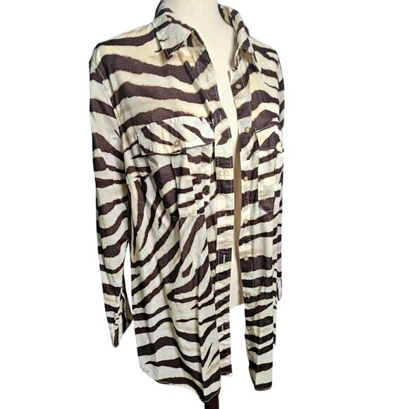 Ralph Lauren Zebra Animal Print 100% Cotton Button Up Shirt Size 1X - Picture 3 of 10